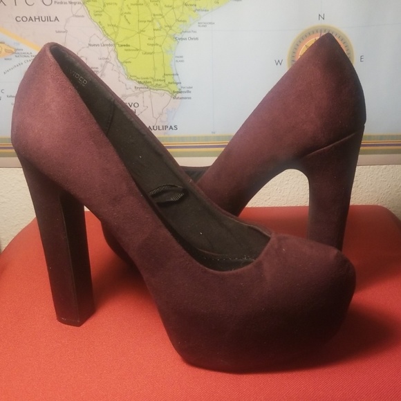 Divided Wine Suede Stilettos - Picture 1 of 4
